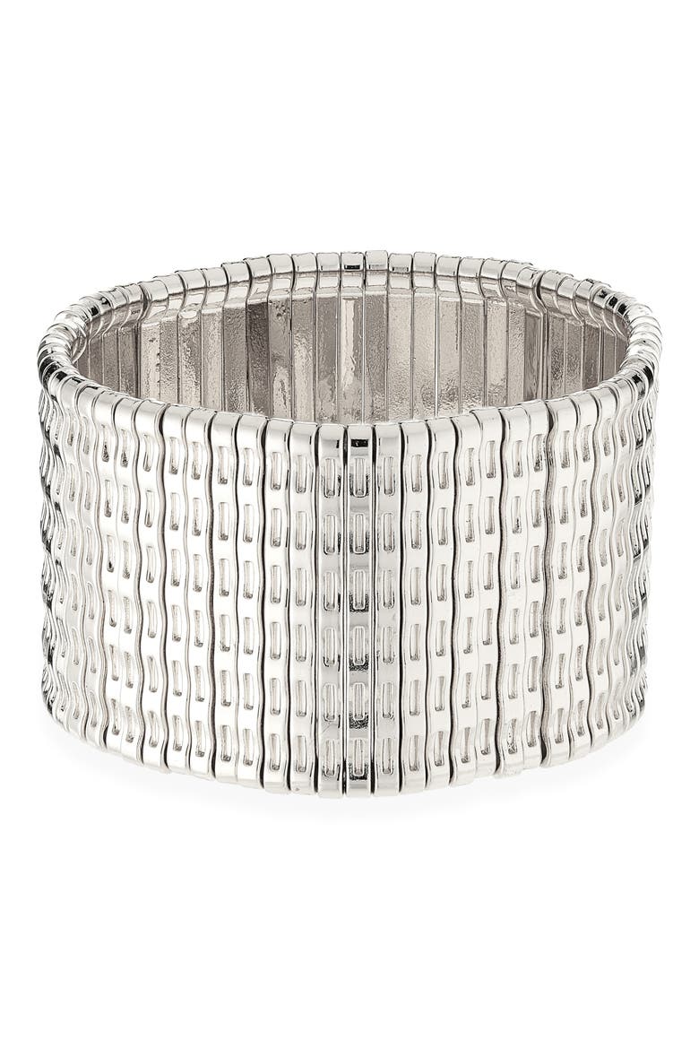 Wavy Metallic Stretch Bracelet, Main, color, SILVER