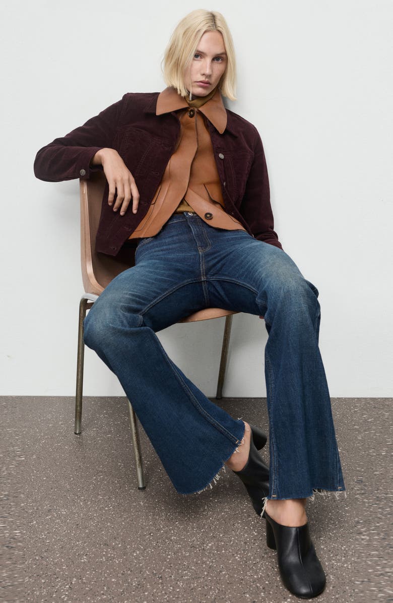 MANGO Stitch Velvet Jacket, Alternate, color, Wine