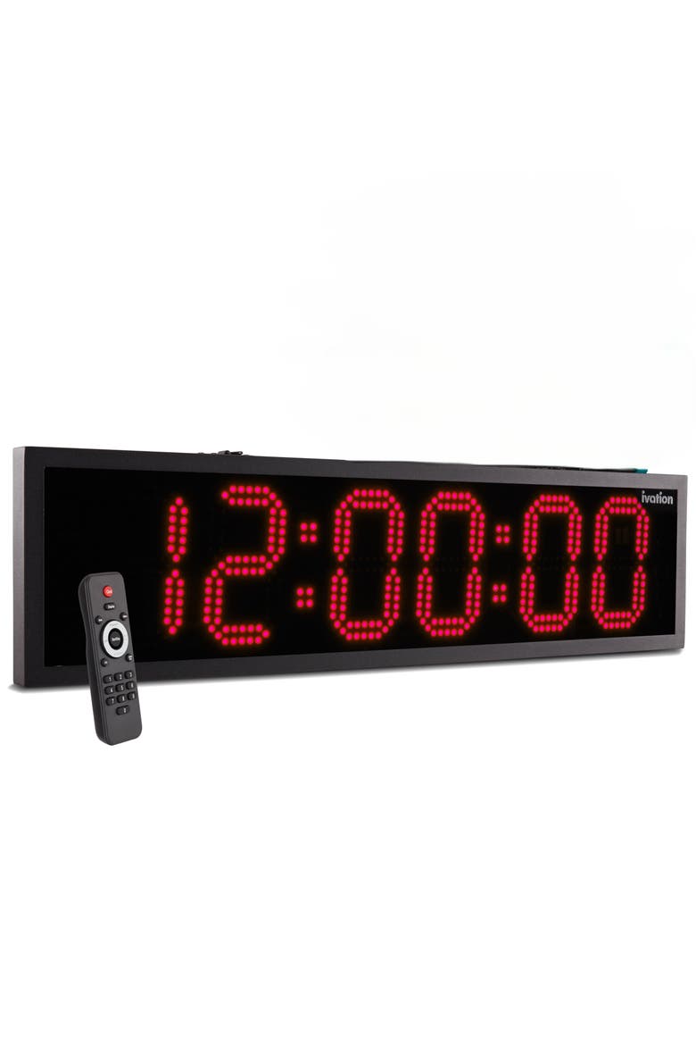 36 Waterproof Outdoor Digital LED Clock with Auto Time Sync, Temperature & Date, Main, color, Red