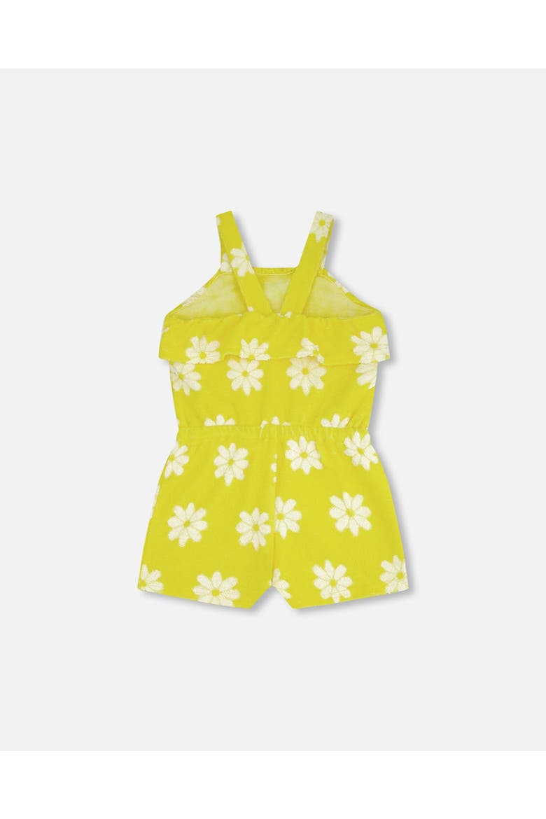 Girl's Terry Cloth Romper Yellow Printed Daisies, Alternate, color, Yellow Printed Daisies
