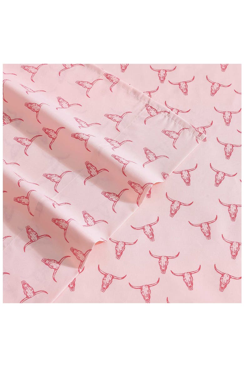 Steer Skulls Sheet Set, Alternate, color, PINK