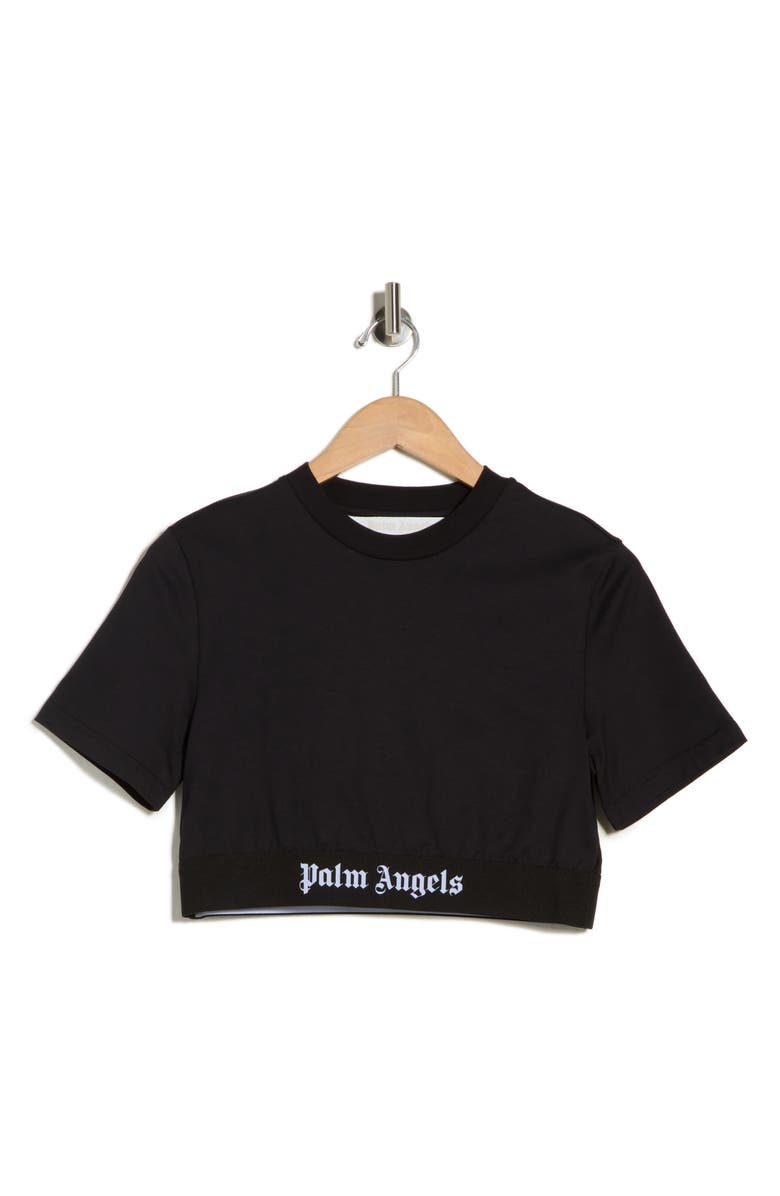 Palm Angels Crop Graphic T-Shirt, Main, color, Black