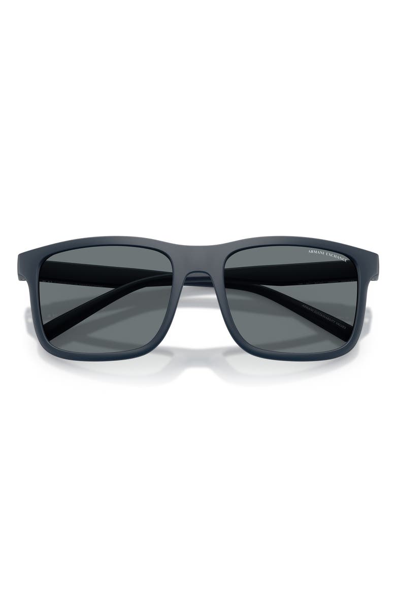 AX Armani Exchange 57mm Rectangular Sunglasses, Alternate, color, Matte Navy Blue / Dark Blue