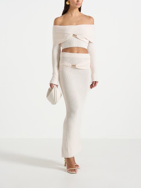 Amy Asymmetric Midaxi Skirt With Hardware Detail