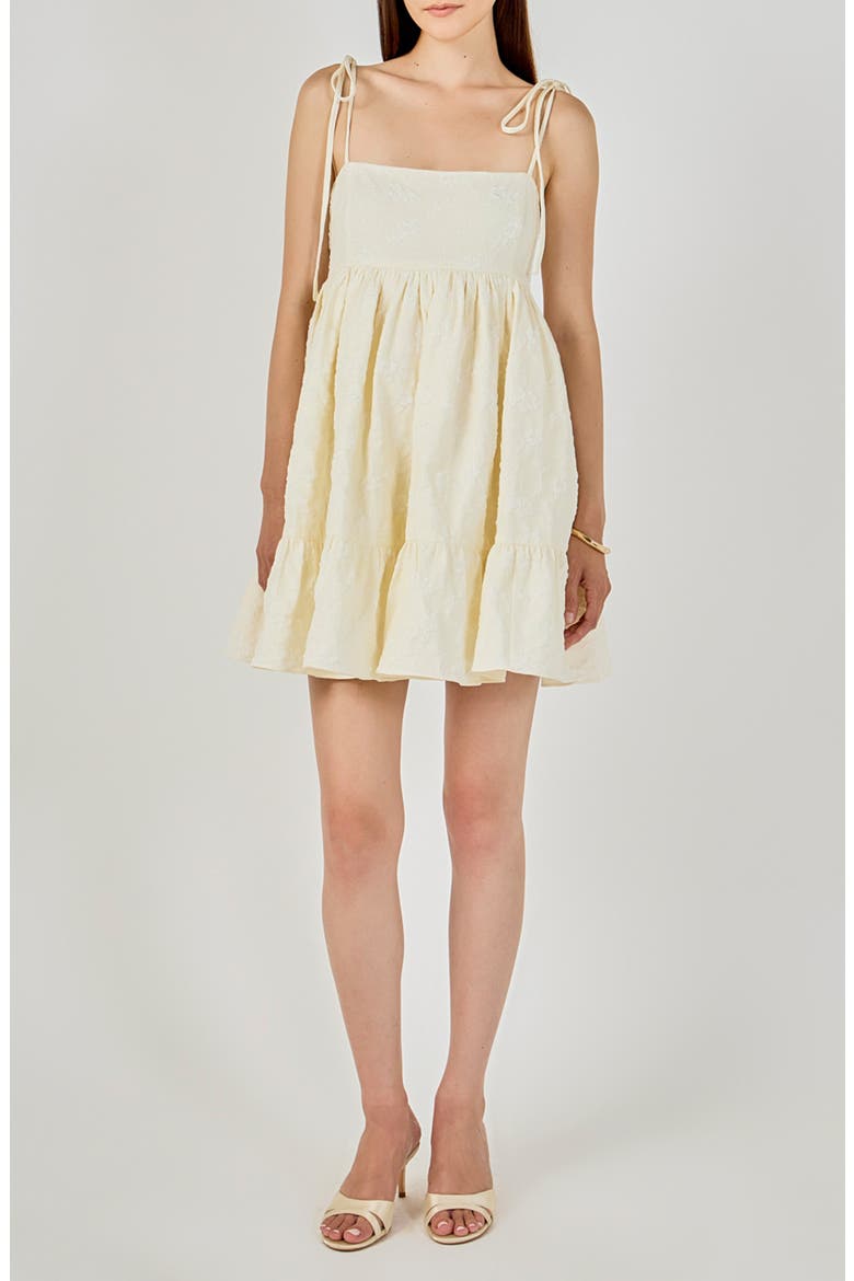Floral Jacquard Babydoll Minidress, Main, color, CREAM