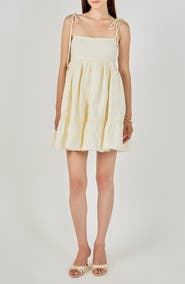 Endless Rose Floral Jacquard Babydoll Minidress