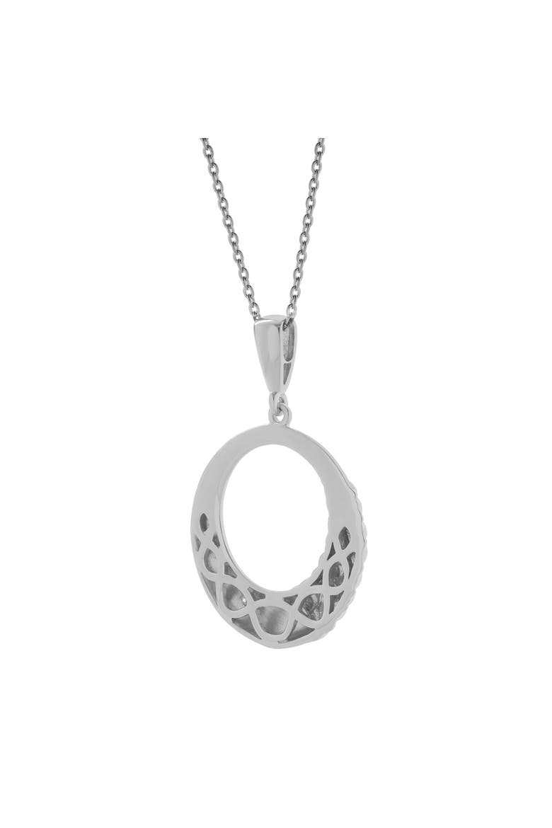 Calindra Sterling Silver 0.01 Ct Diamond Crescent Circle Pendant Necklace, Alternate, color, 925 Sterling Silver