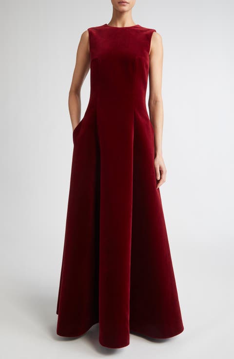 Nodin Sleeveless Velvet Column Gown