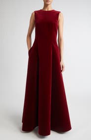 Emilia Wickstead Nodin Sleeveless Velvet Column Gown