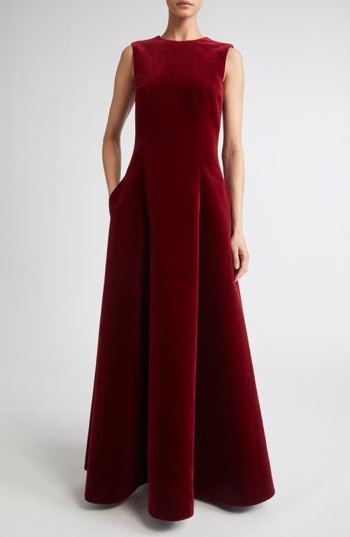 Emilia Wickstead Nodin Sleeveless Velvet Column Gown In Red