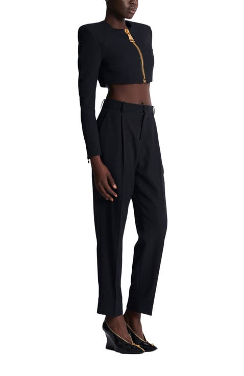 Cropped Jacket In Grain De Poudre Wool
