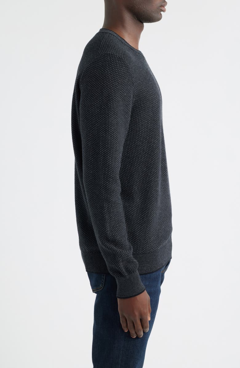 Nordstrom Texture Cotton & Cashmere Sweater, Alternate, color, Black- Grey Heather