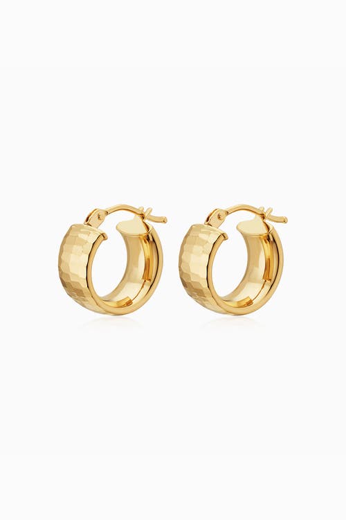 Oradina 14k Gold Reflections Bold Midi Hoops In Yellow Gold