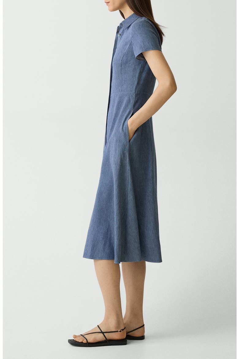 Stretch Linen Blend Shirtdress, Alternate, color, LIGHT DENIM