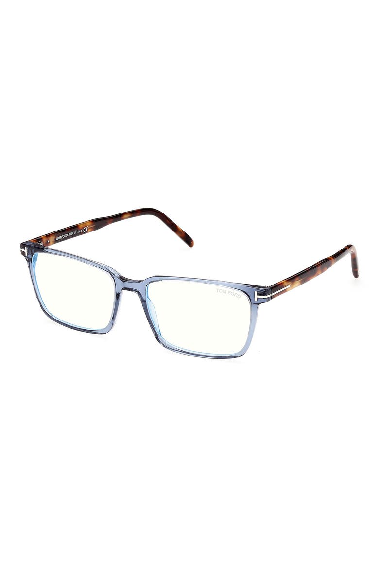 55mm Rectangular Blue Light Blocking Glasses, Alternate, color, SHINY BLUE