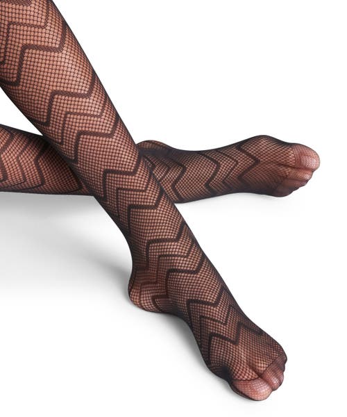 Falke Body Wave 20 Denier Sheer Patterned Tights In Black