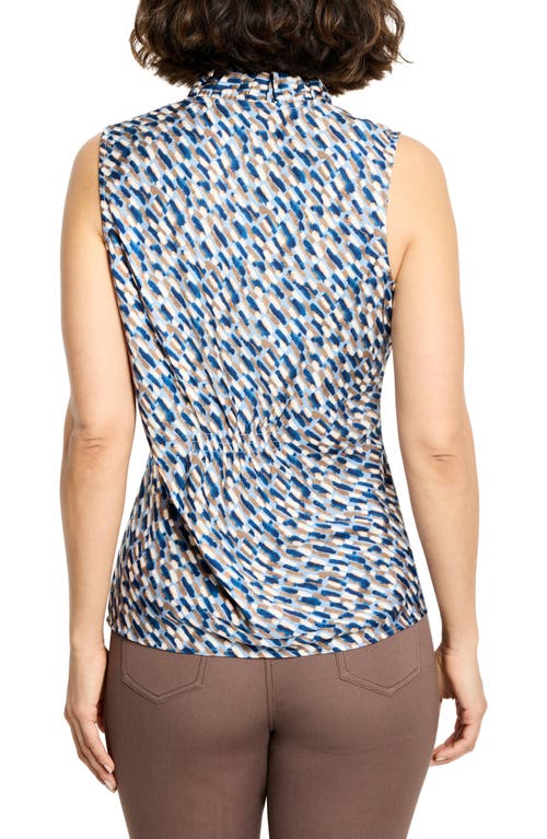 Nic + Zoe Nic+zoe Brushstrokes Ruffle Sleeveless Top In Blue