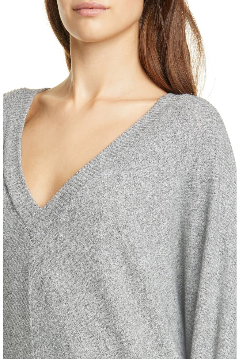 Uni Ribbed V-Neck Top, Alternate, color, HEATHER GREY