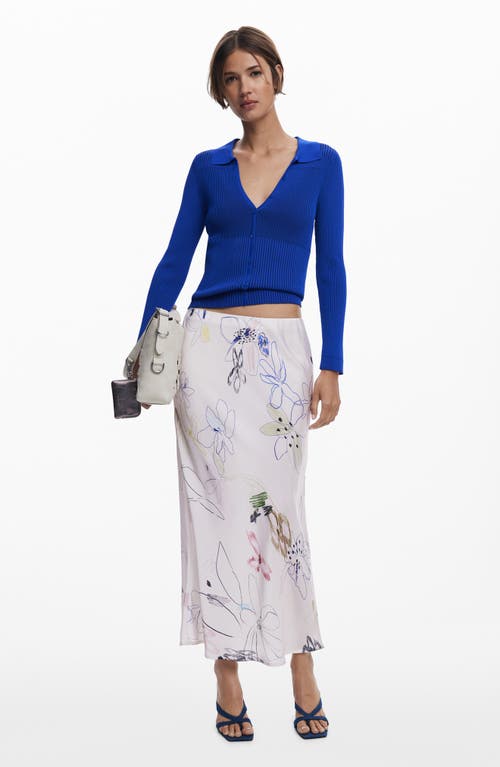 Desigual Floral Print Bias Cut Maxi Skirt In Multi