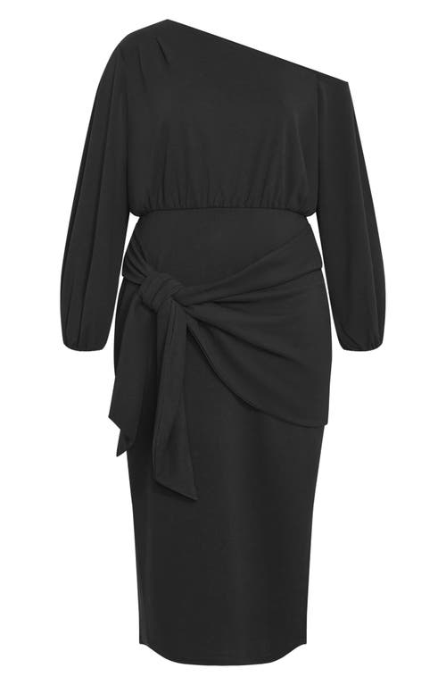 City Chic Alysia Long Sleeve Midi Dress In Black
