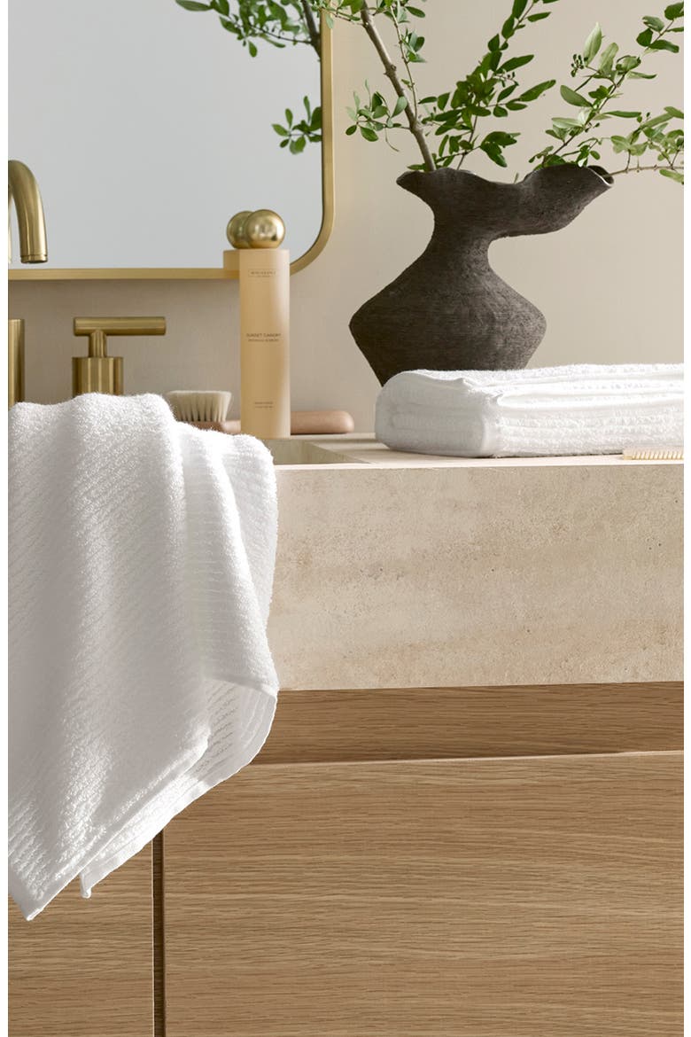 Set of 2 Ribbed Organic Cotton Hand Towels, Alternate, color, WHITE