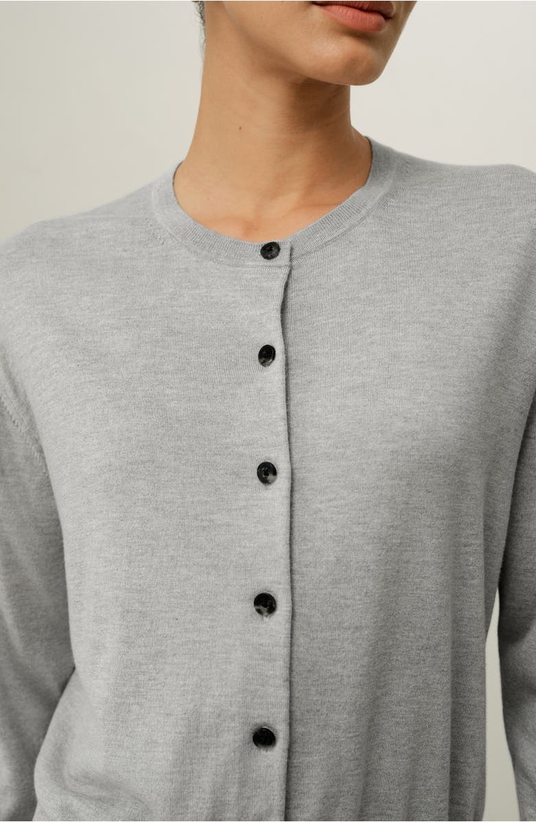 Lilysilk Round-Neck Silk Cashmere Cardigan, Alternate, color, Foggy