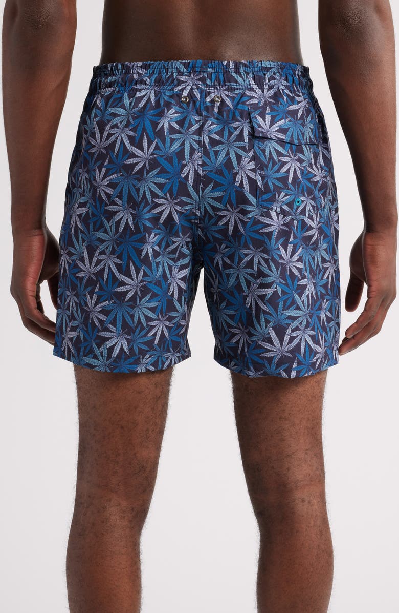 Stone Rose Leaf Print Swim Trunks, Alternate, color, 