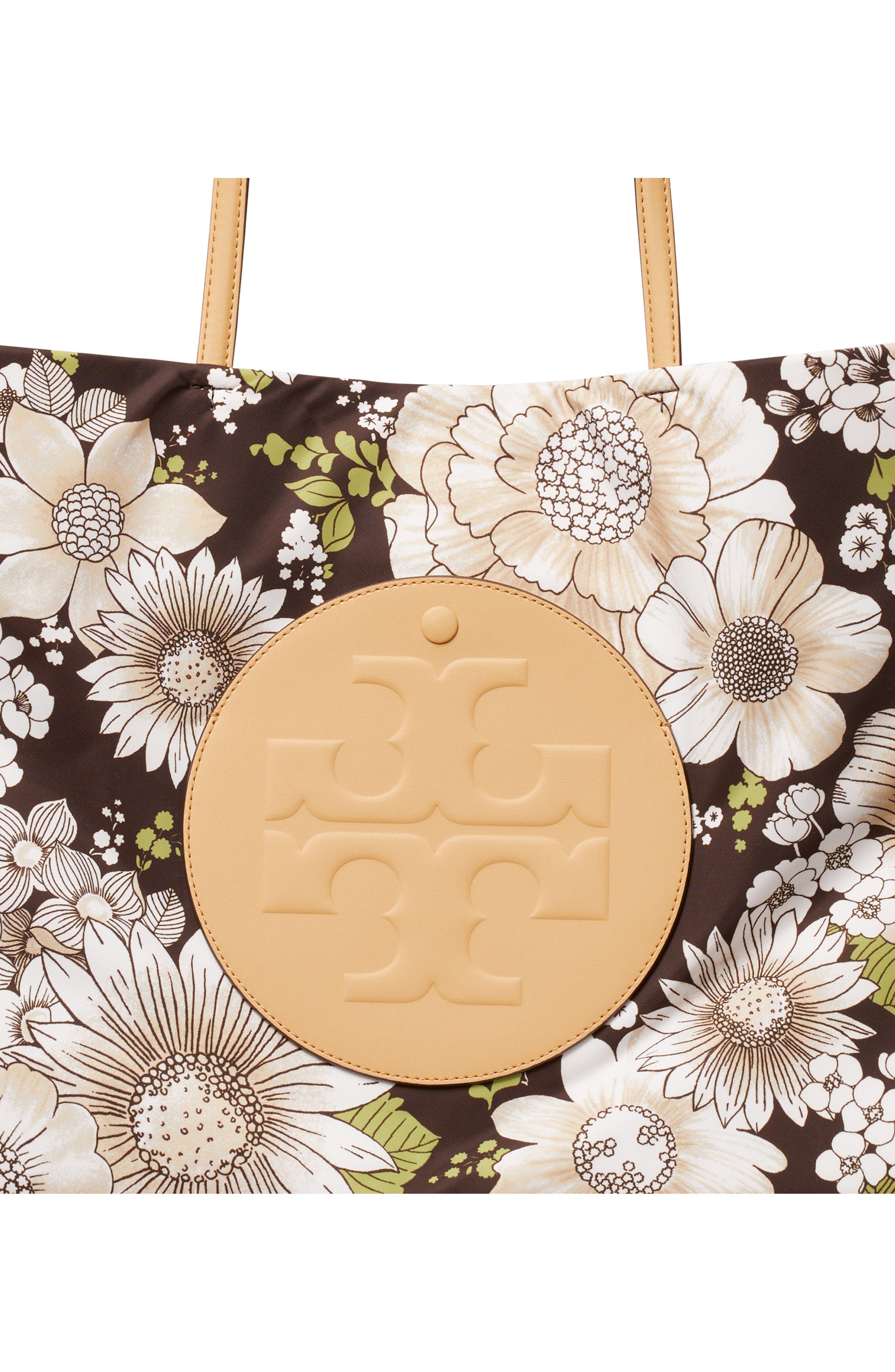 Ella Nylon Printed Tote, Alternate, color, FLORAL GREEN/ BROWN