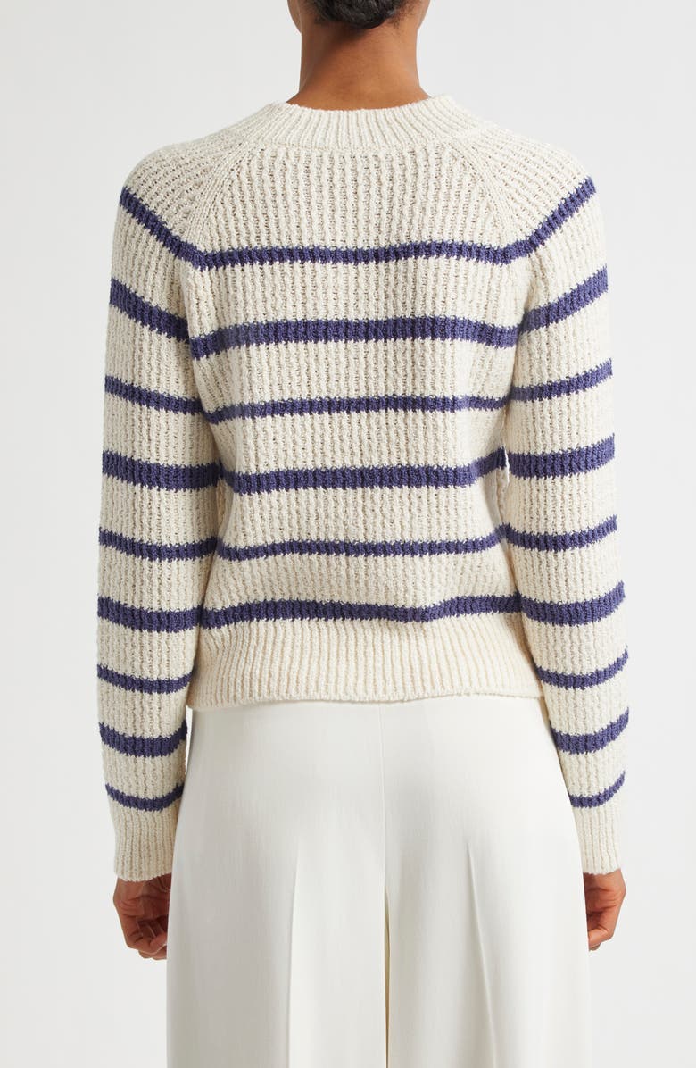 Vince Rib Stripe Crewneck Sweater, Alternate, color, Pampas/Dk Peri