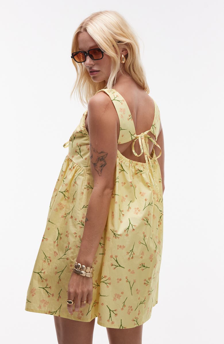 Topshop Gathered Poplin Minidress, Alternate, color, Yellow