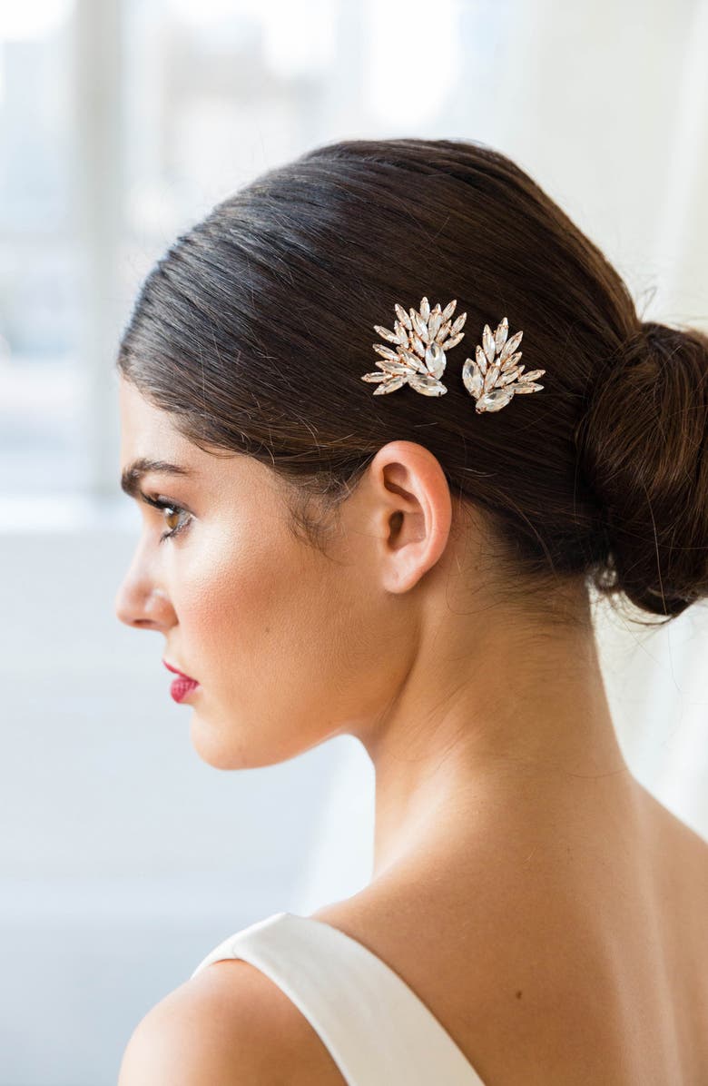 Brides & Hairpins Guilia Set of 2 Hair Clips, Alternate, color, Silver