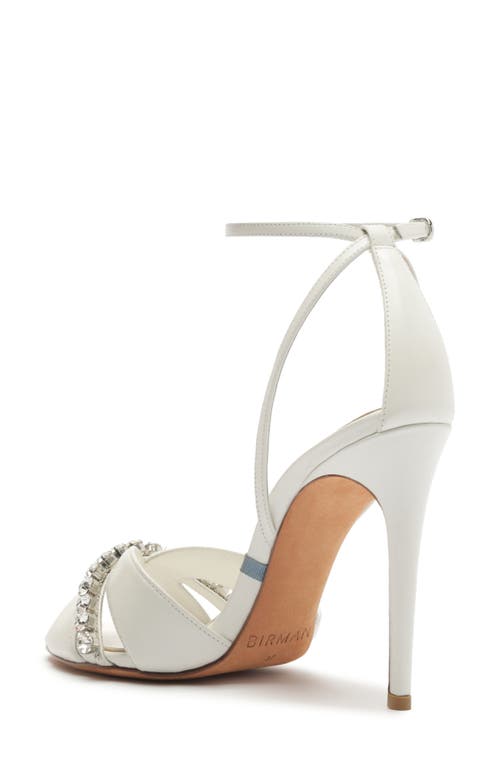 Alexandre Birman Georgina Crystal Ankle Strap Bridal Sandal In White
