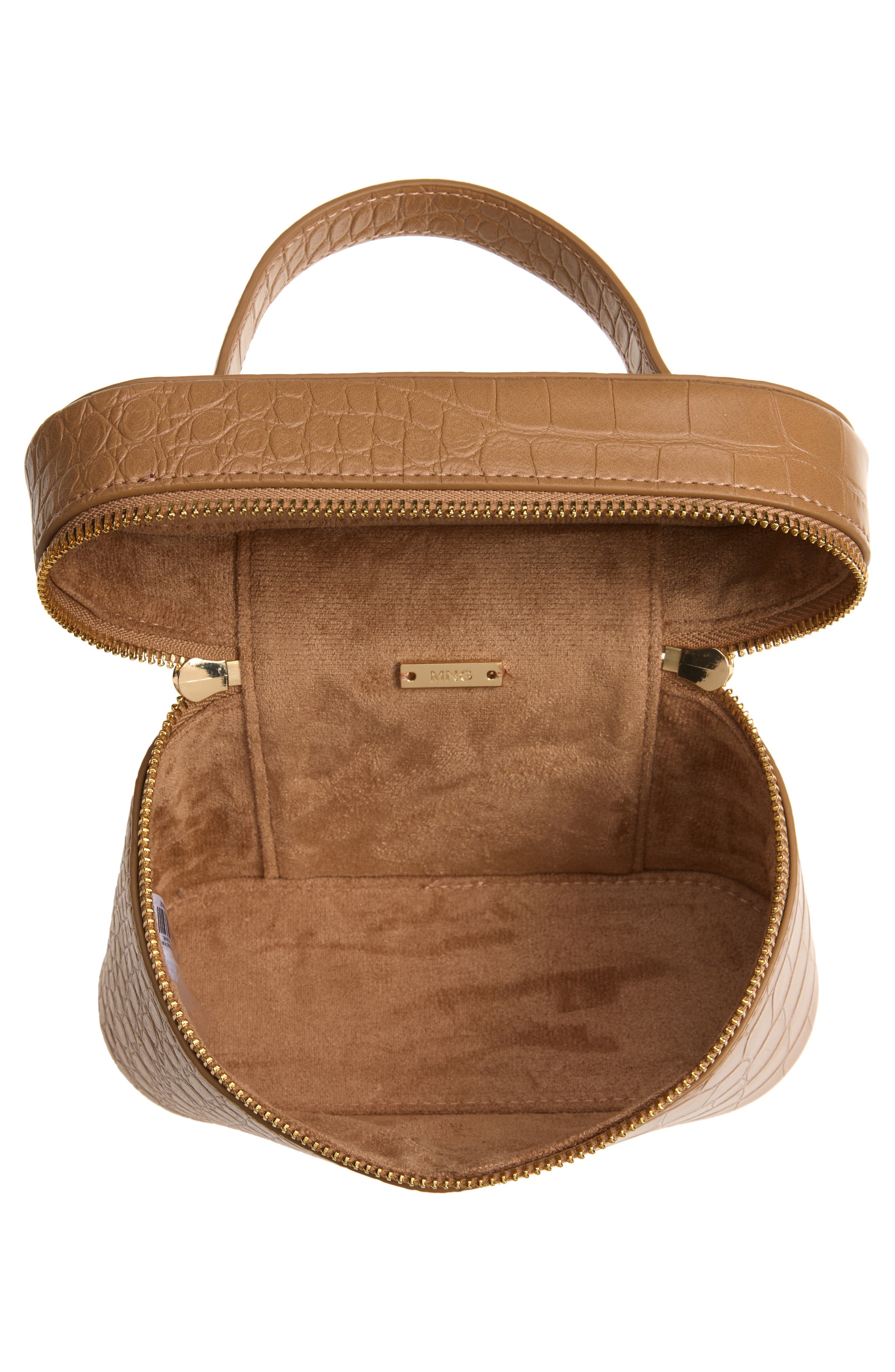 Camelia Croc Embossed Faux Leather Crossbody Bag, Alternate, color, MEDIUM BROWN