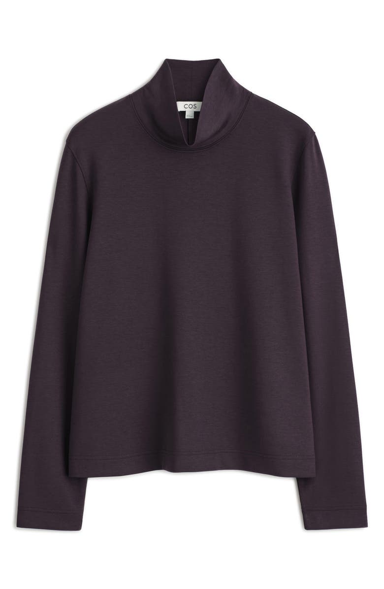 COS Elmas Mock Neck Long Sleeve Top, Alternate, color, Lilac Purple Dark
