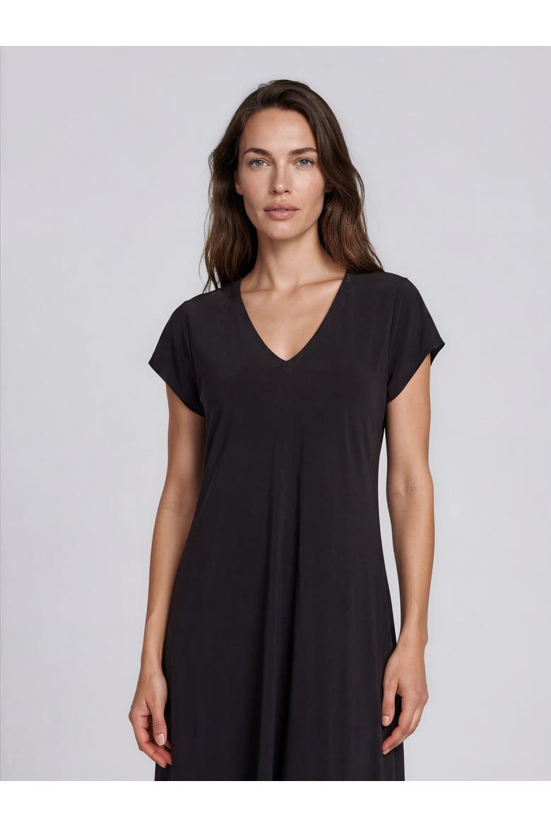 Manebili V-Neck Draped Midi Dress, Alternate, color, Black