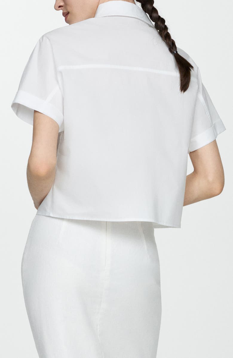 MANGO Crop Cotton Poplin Button-Up Shirt, Alternate, color, 