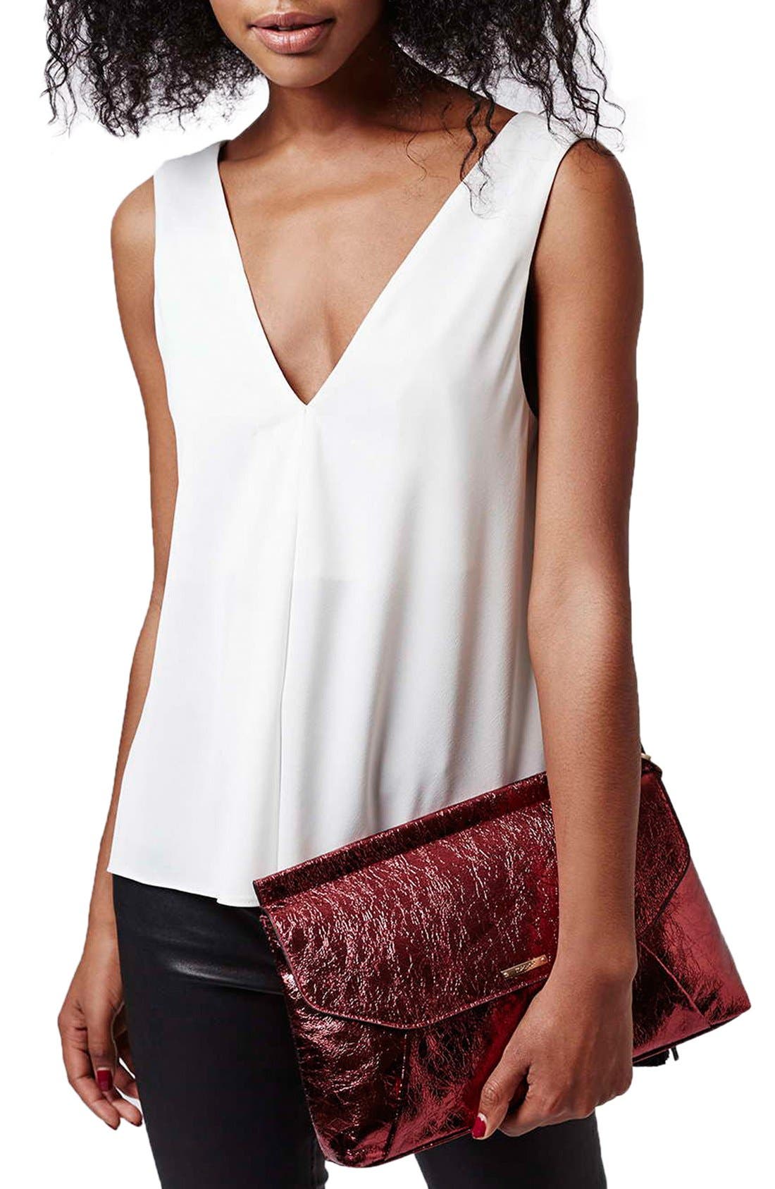 Metallic Tassel Envelope Clutch, Alternate, color, BURGUNDY