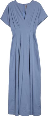 Lela Rose Smocked Back Cotton Poplin Dress