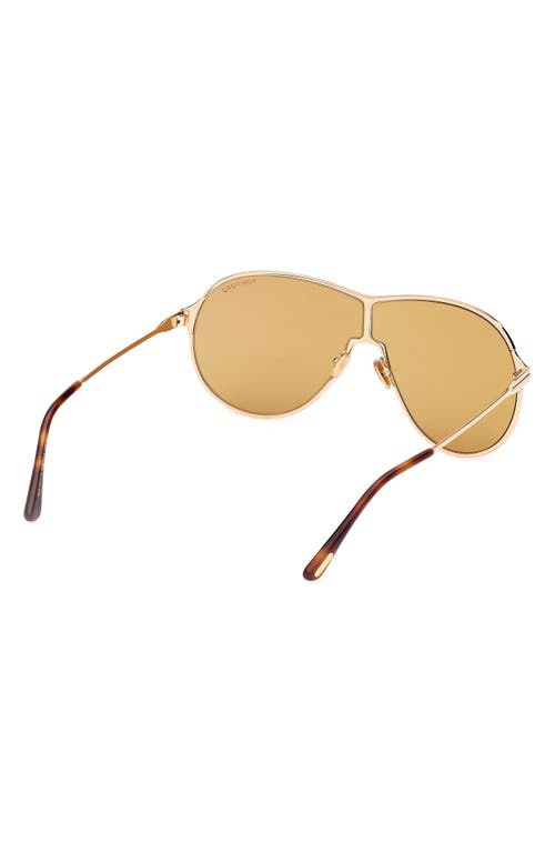 Tom Ford Gais 71mm Oversize Mirrored Pilot Sunglasses In Yellow Gold Classic Havana