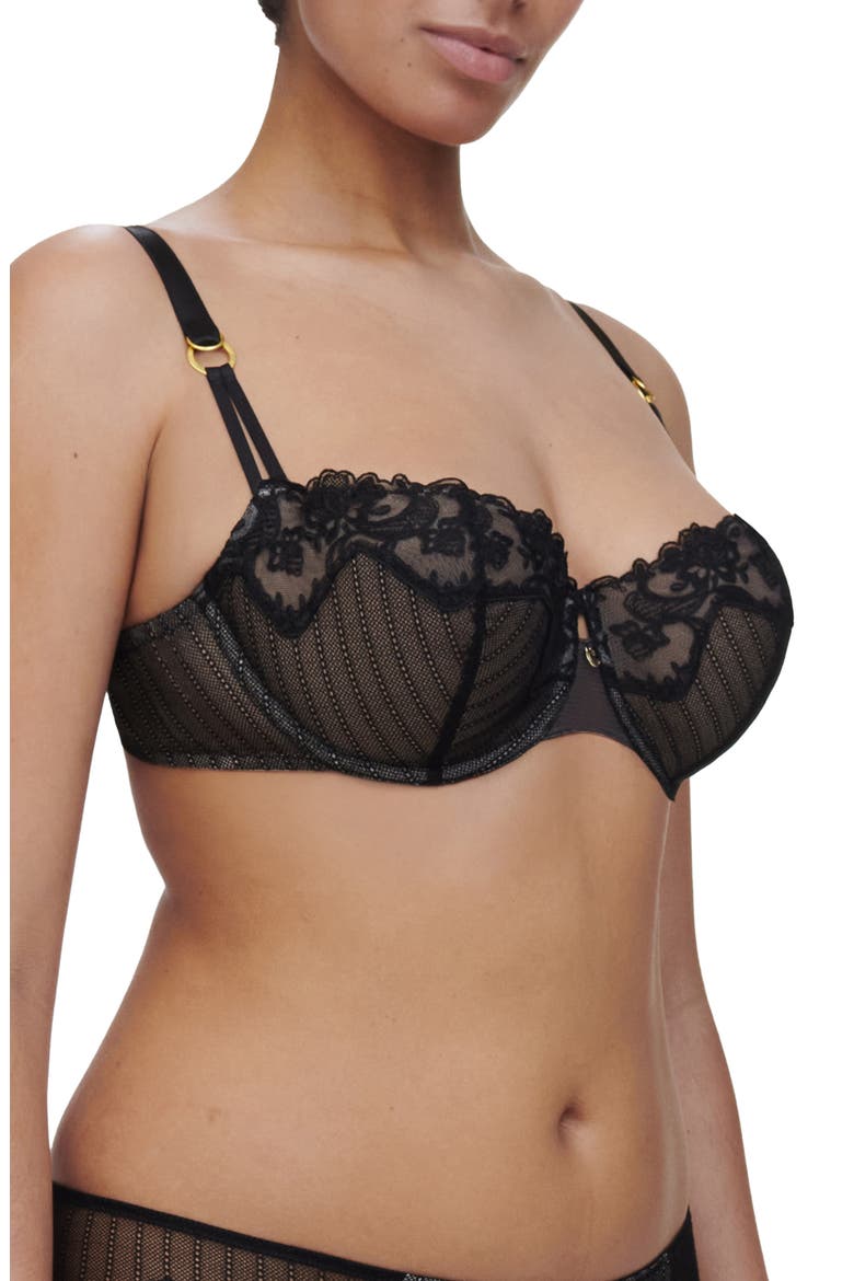 Cabaret Sauvage Underwire Unlined Demi Bra, Alternate, color, BLACK-11