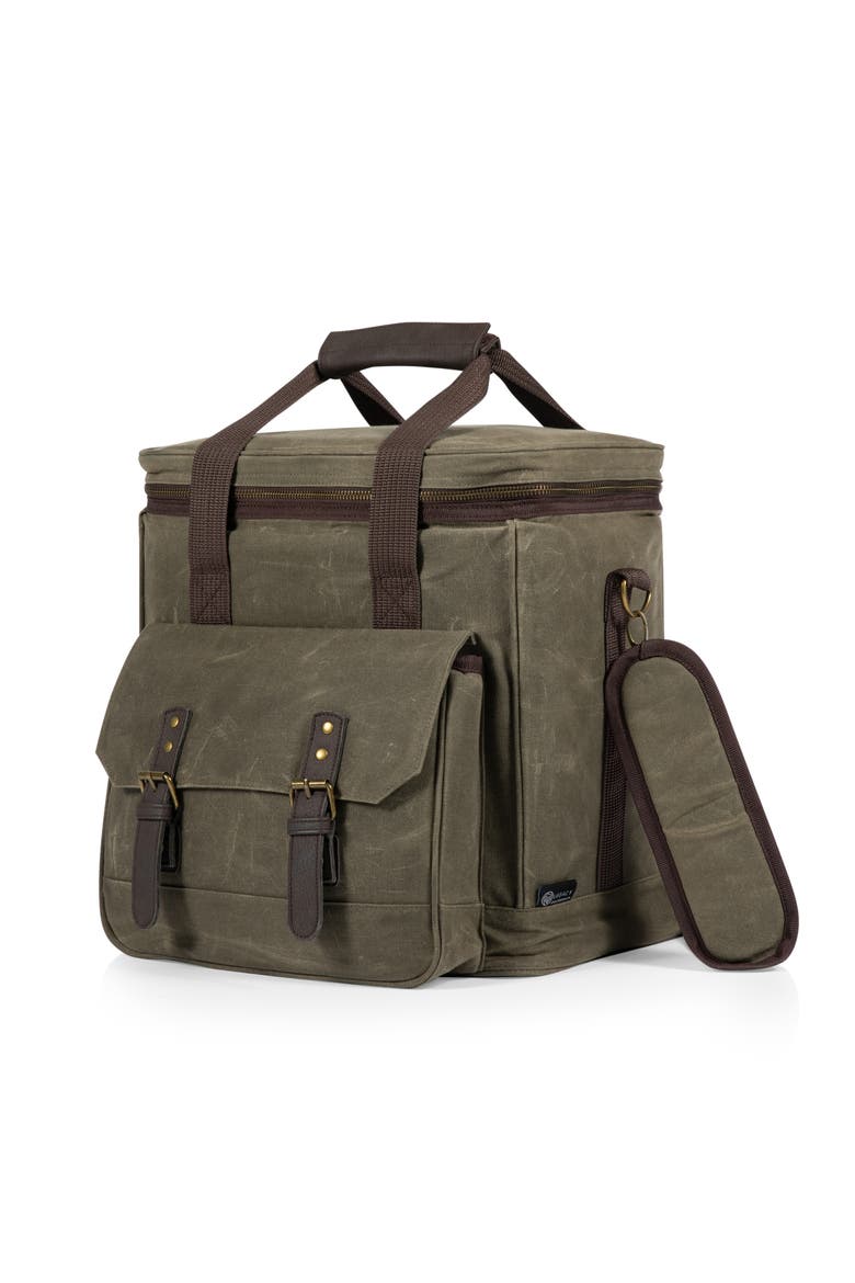 Weekender with Trolley - 6 Bottle Wine Bag, Alternate, color, Khaki Green with Brown Accents