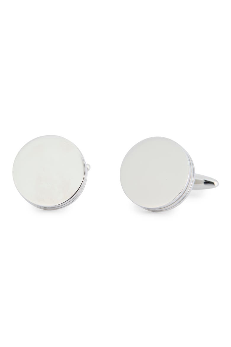 Polished Round Cuff Links, Main, color, SILVER