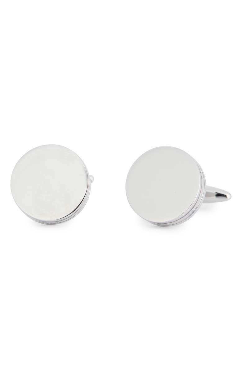 James Michael Polished Round Cuff Links, Main, color, Silver