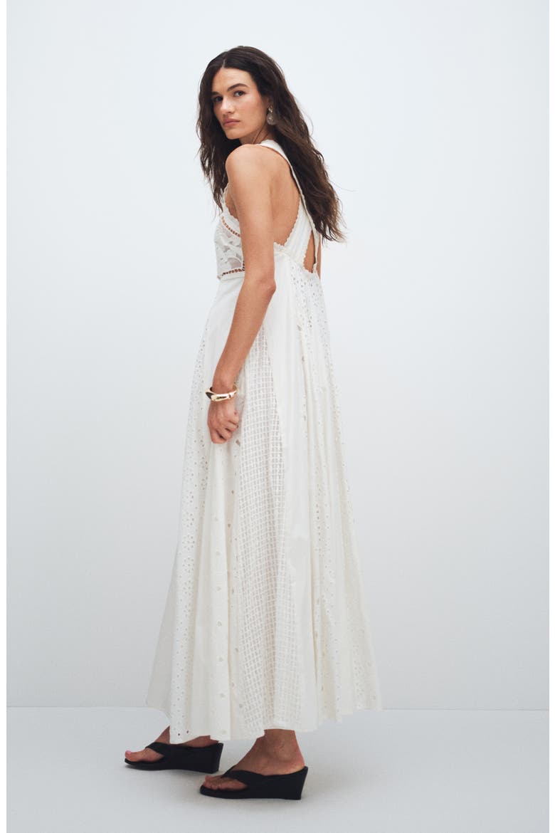 Cutwork Broderie Sleeveless Maxi Dress, Alternate, color, WHITE
