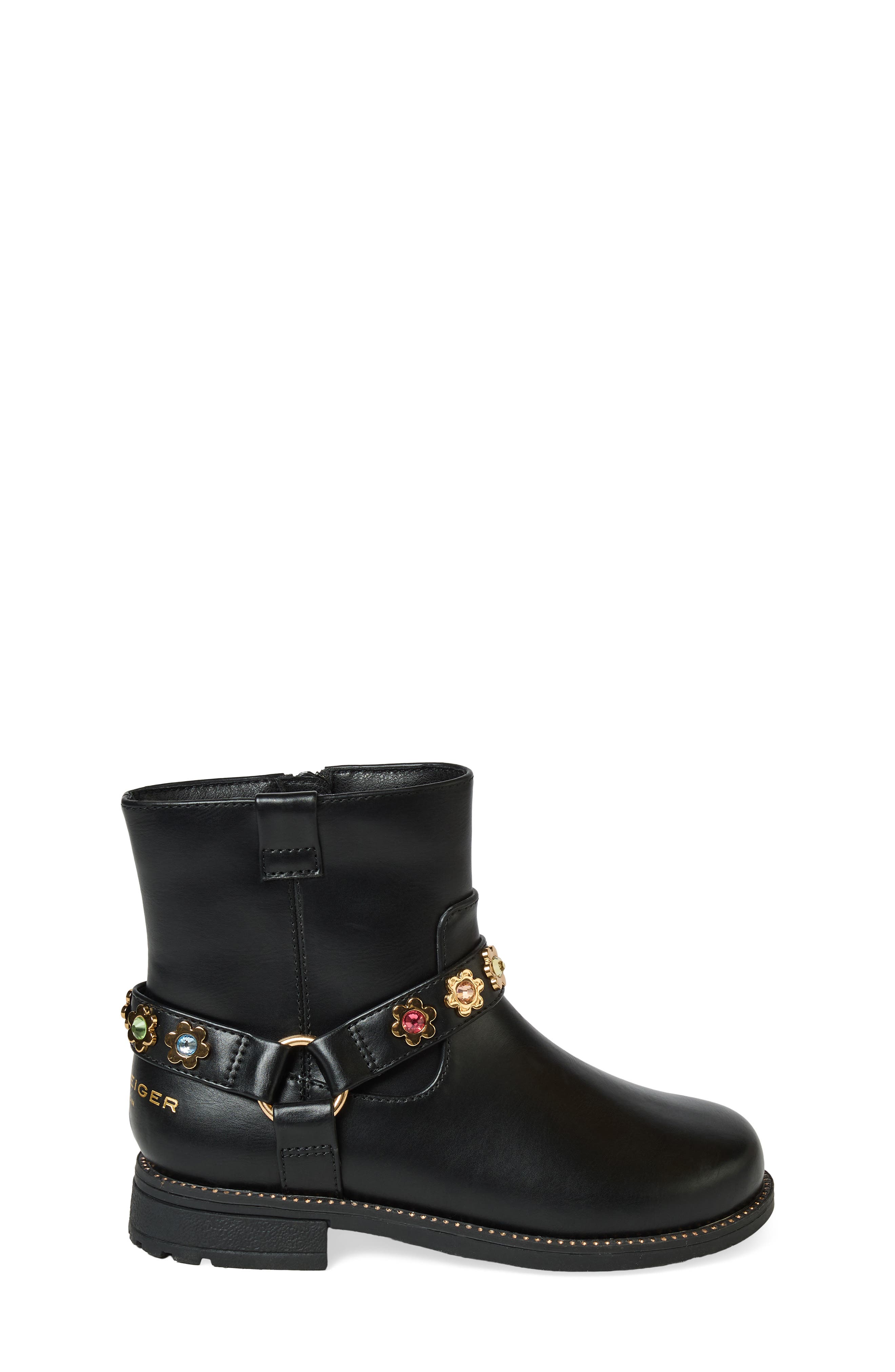 Kids' Octavia Faux Leather Biker Boot, Alternate, color, BLACK