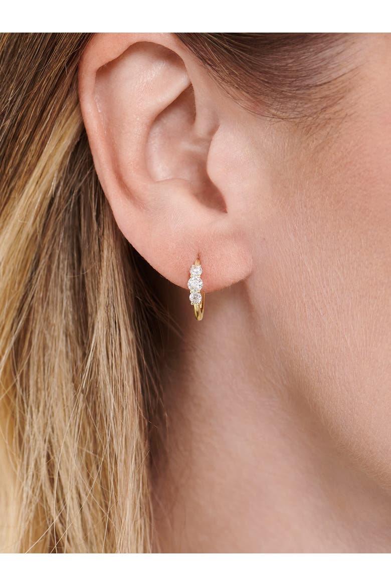 Triple Round Lab Grown Diamond Hoop Earrings in 14K Gold, Alternate, color, Gold