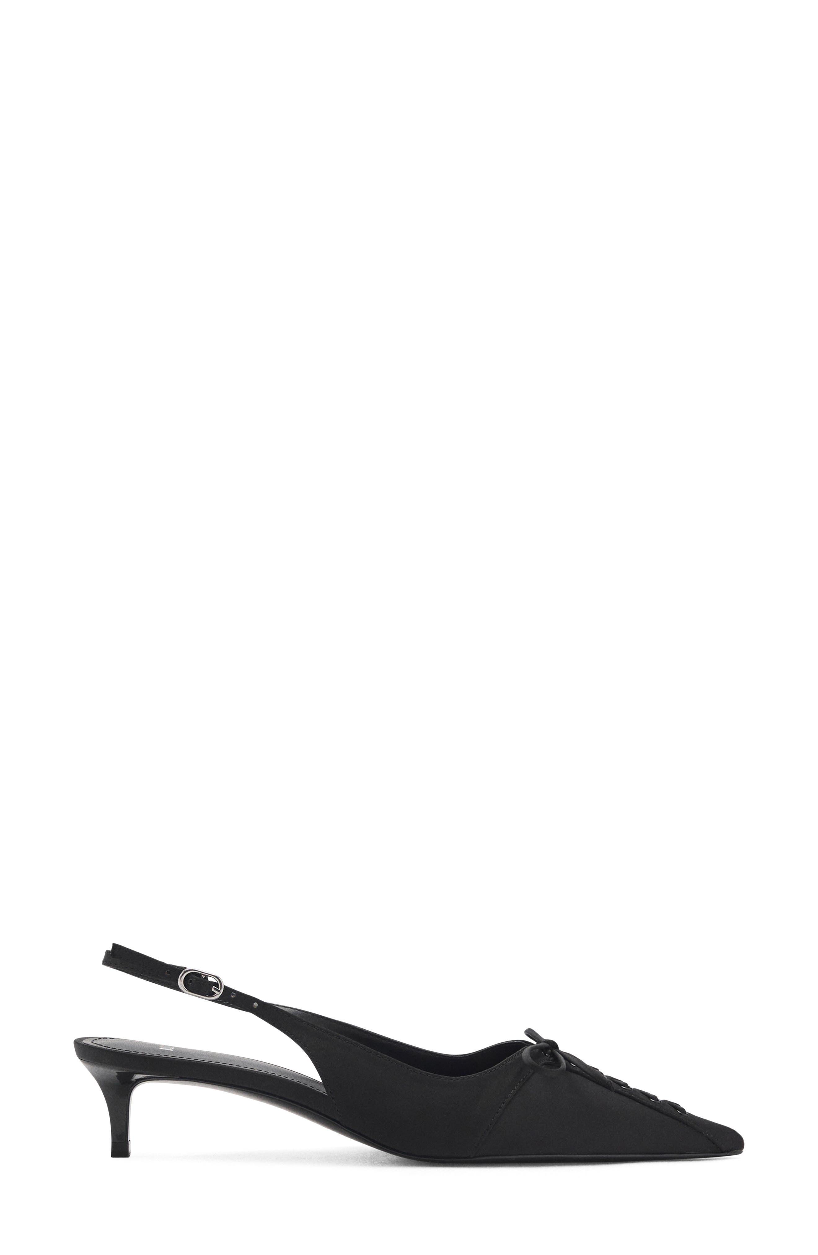 MANGO Bow Pointed Toe Kitten Heel Slingback Pump, Alternate, color, 