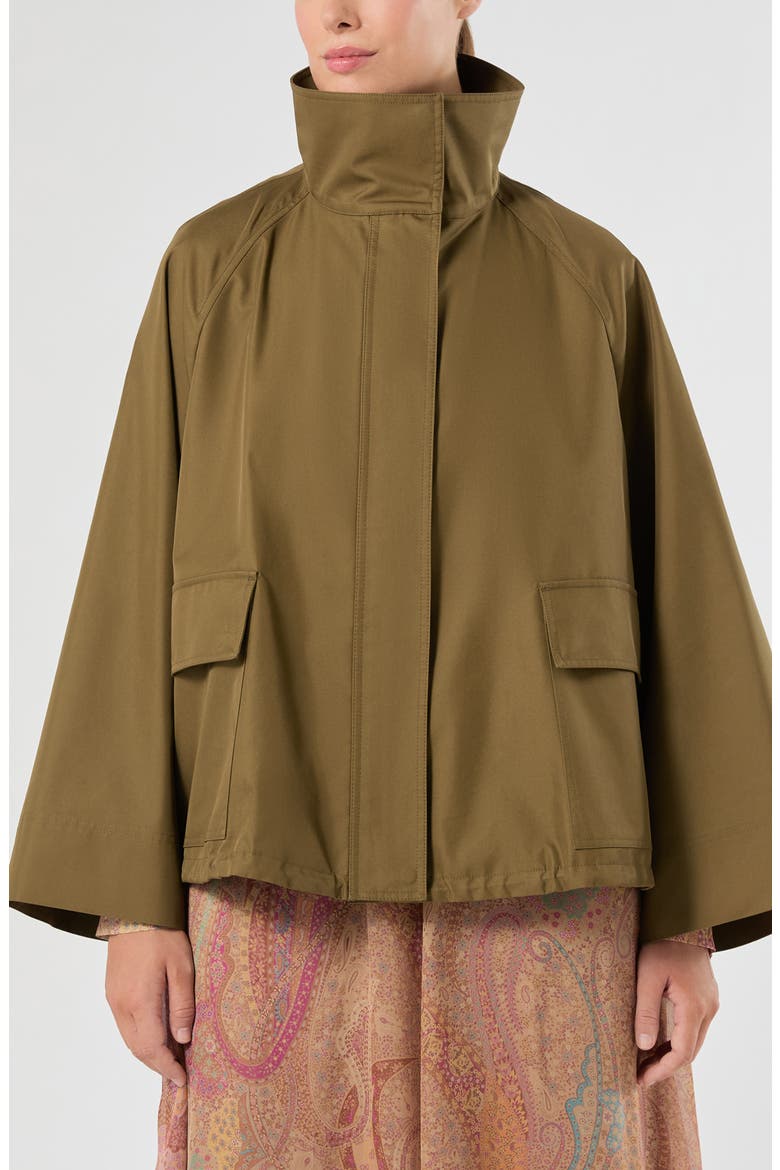 Water Repellent Stand Collar Raincoat, Main, color, KAKI
