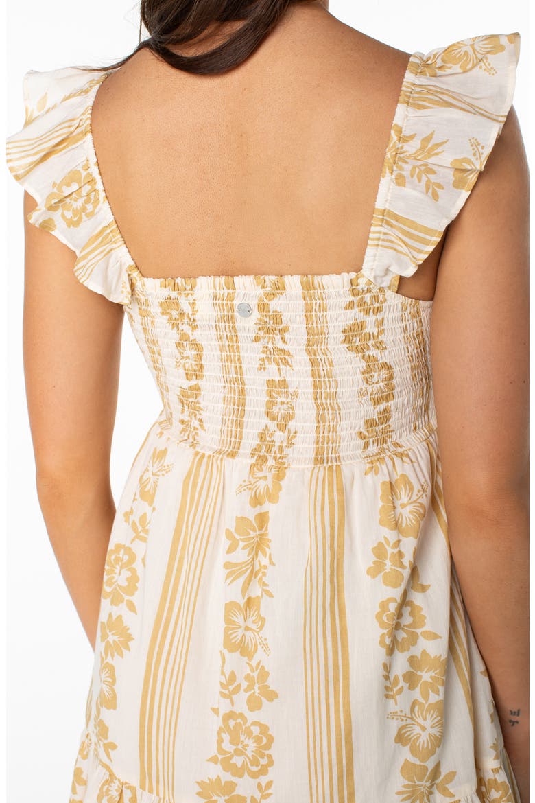 Tropical Tulip Tiered Cotton Sundress, Alternate, color, CURRY