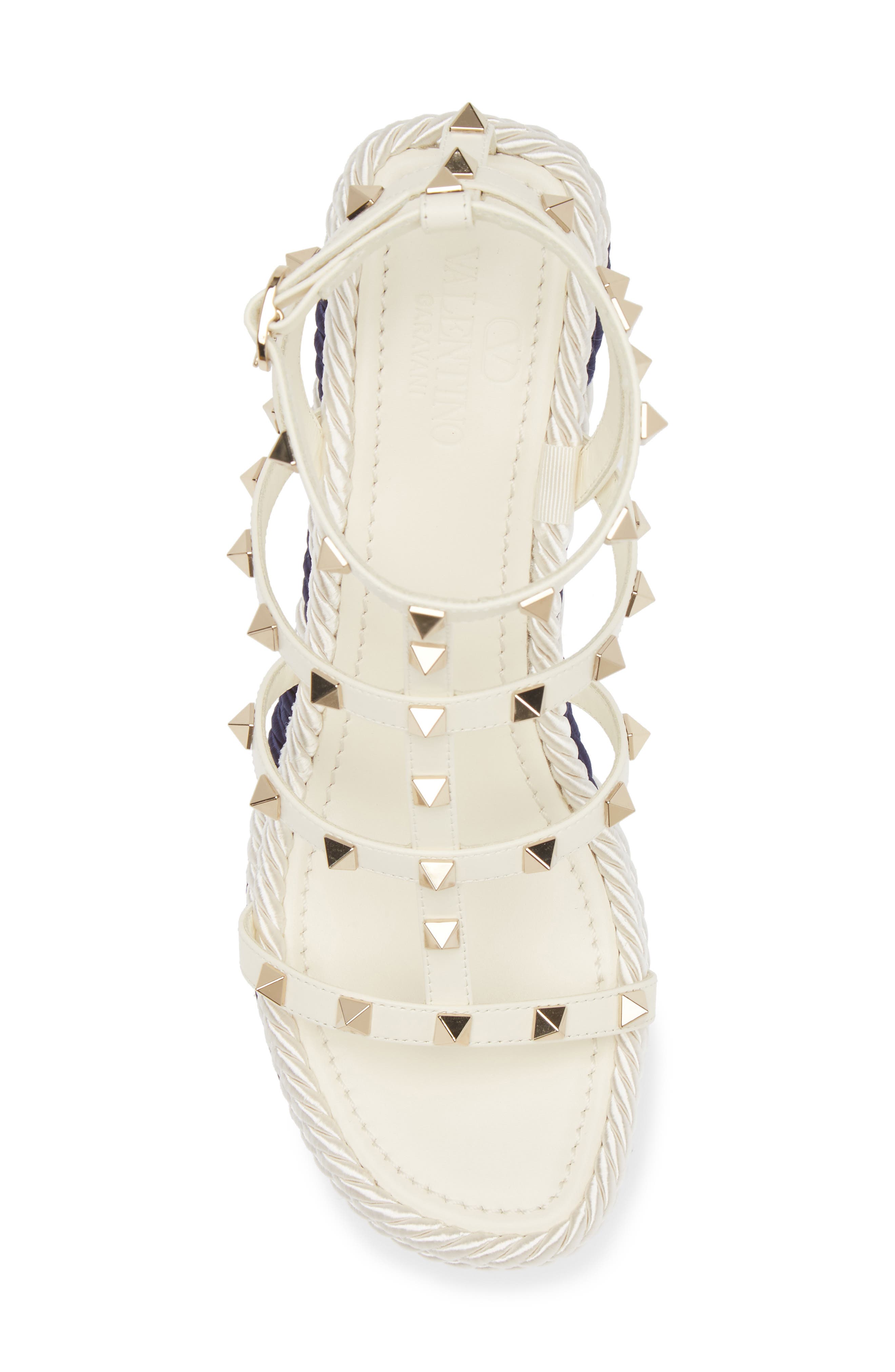 Valentino Garavani Rockstud Espadrille Wedge Sandal, Alternate, color, 